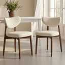 VASAGLE Wooden Dining Chairs Set of 2, Upholstered Kitchen Chairs with Solid Wood Legs, Ergonomic Curved Backrest, Built-in Handle, Mid Century Modern, for Kitchen Dining Vanity, Cappuccino Beige, 2 Packs