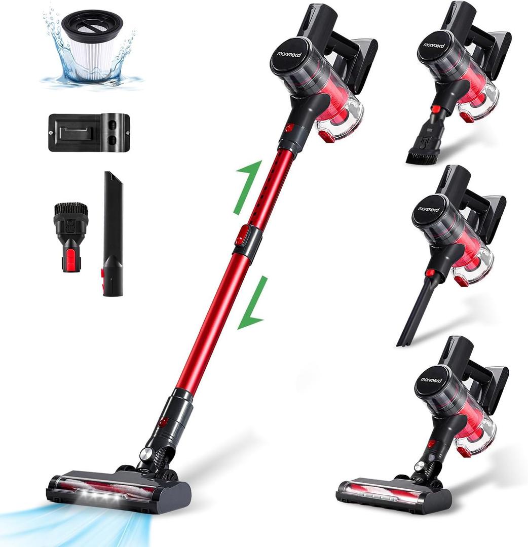 DUMOS Cordless Vacuum Cleaner, Lightweight Stick Vacuum Cleaners for Home, Powerful Suction & LED Lights Rechargeable Battery for Carpets, Pet Hair, Hardwood Floors