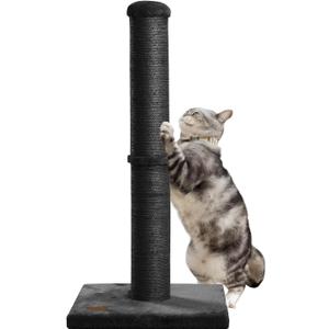 Karolpar 34inch Cat Scratching Post with Natural Sisal Rope 4.3Inch Large Diameter Scratcher Post Tree for Indoor Cats Black
