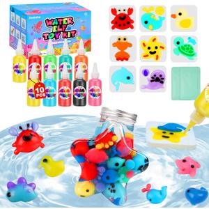 Shabebe Magic Water Elf Toy Kit 10 Magic Gels & 8 Sea Creature Molds, DIY Aqua Fairy Water Gel Crafts Toy, Make Water Pets & Squishy Figures, Fun Birthday Gift for Kids Ages 3+