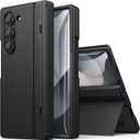 BXYJY for Samsung Galaxy Z Fold 6 Case with Kickstand & Front Screen Protector & Hinge Protection, Slim Fit Rugged Hard 360 Full Body Cover Protective Phone Case for Samsung Z Fold 6 5g 2024, Black
