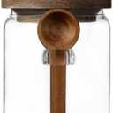 ANSQU Glass Jar with Wooden Lid and Spoon, 20.3oz Food Storage Containers Coffee Jar Coffee Grounds Container, Glass Food Storage Canister