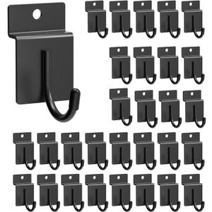 30 Pcs J Shaped Slatwall Hooks, Slat Wall Display Hooks Slat Wall Hanger Hooks for Garage, Shop, Home, Office (Black)