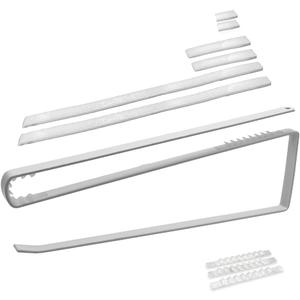 Tumbler Lid Holder Organizer for Cabinets - Protective Strips No Damage + Hook Loop Adhesive Rack, Heavy Duty Secure Fit Storage (White)