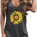 Live Simple Coconut Tree Sleeveless Dress Sunshine Sand Beach Women's Summer Casual V Neck Mini Dress M