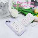 Compatible with MagSafe Wallet, Floral Lavender and Yellow Flower Magnetic Card Holder for Women, Slim Phone Wallet for iPhone 16/15/14/13/12 Series, Fits 3 Cards, Strong Magnetic Attachment (Little purple flower)