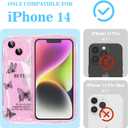 2 x Compatible for iPhone 14 Case, Pretty Butterfly Print Three-Dimensional Wave Clear Case for Girls Women, Soft Full Package Anti-Fall Cover for iPhone 14, Shadow Dance Black