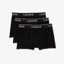 Lacoste mens Cotton Stretch Tricolor Waistband Trunks, 3-pack (Small, Black With Black Waistbands (New))
