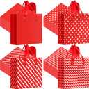 Tenceur 100 Pcs Plastic Christmas Gift Bags with Handle Red and White Stripes Polka Dot Shopping Bags 13'' x 10'' Large Merchandise Tote Bulk for Christmas Holiday Party Favor Gift Wrapping