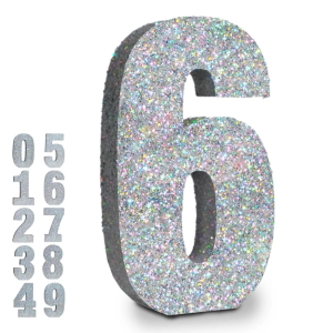 10 Inch Silver Glitter Big Number 6 Table Centerpieces Party Decorations,Birthday Chrismas Anniversary Graduation Centerpieces for Decorations,0-9 Numbers for Party Supplies