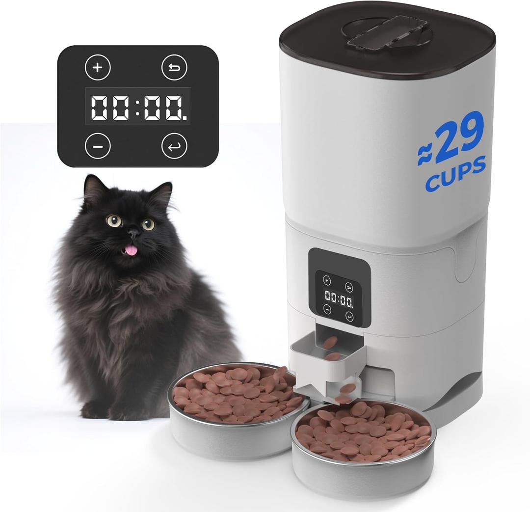 PAPIFEED 6L Automatic Cat Feeder for 2 Cats - 2.4G WiFi Timed Auto Feeder with APP Control, Cat Food Dispenser for Multiple Cats, Detachable for Easy