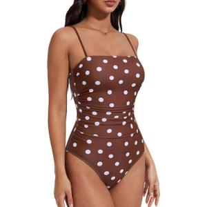 SUUKSESS Women Sexy One Piece Swimsuit Tummy Control Square Neck Bathing Suit, Medium