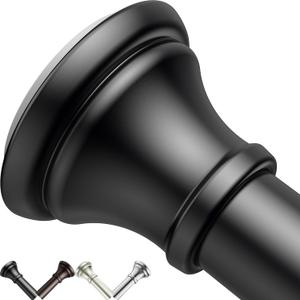 Black Shower Curtain Rods, 43-72 Inches, Rust Resistance, Adjustable Tension Rod with Durable Spring, No Drilling, Use for Bathroom, Bedroom, Kitchen, Balcony, Home