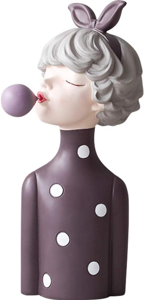Blowing Bubbles Girl Figurine Decor Resin Decoration Creative Ornament Figure Art Sculptures and Statues for Home Office Living Room Table, Large Red