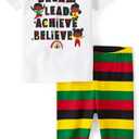 The Children's Place baby-girls And Toddler Snug Fit 100% Cotton Short Sleeve Top and Pants 2 Piece Pajama Set 2 Pack 6-9M