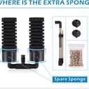 hygger Sponge Filter, Aquarium Filter Double Sponge Replaceable Media with 4 Biochemical Sponges and 1 Bag of Filtered Ceramic Balls Ultra Quiet Filter Fish Tank (S/M) (M for 15 to 55 Gallon Tank)