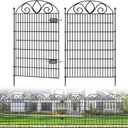 4 Panels No Dig Tall Garden Fence with Gate  48" H X 10.5' L Rustproof Metal Dog Fence Outdoor for Yard, Decorative Animal Barrier Fence for Pet, Garden Border, Patio, Flower | Temporary Fencing