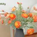 Set of 6 Poppies Flowers Artificial Silk Flowers with Long Stems Faux Wildflowers Bouquet for Vases Oil Pastel Style for Wedding Party Indoor Home Office Decor (Gradient Coral)