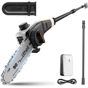 Litheli 20V Pole Saw Battery Powered for Tree Trimming, 8'' Electric Cordless Pole Chain Saw with 2.5Ah Battery for Tree Trimming 28ft/s Cutting Speed for Branch Cutting, Trimming, Pruning