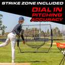 GoSports 7 ft x 7 ft Baseball & Softball Nets - Red, Black, Drip or PRO - Practice Hitting & Pitching Net with Bow Type Frame, Carry Bag and Strike Zone, Great for All Skill Levels