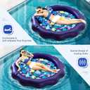 Inflatable Pool Floats Adult Size - 77" X-Large Heavy Duty Tanning Floating Mat Cooling Holes Lounger with Pillow, Pool Floaties Bed with Cup Holders for Backyard Swimming Pool Party, Purple
