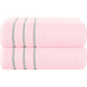 MyOwn Cotton 2 Pack Oversized Bath Towel Set 28x55 inches, Large Bath Towels, Ultra Absorbant Compact Quickdry & Lightweight Towel, Ideal for Gym Travel Camp Pool - Pink