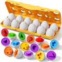 JUKUDAHU Matched Eggs Toddler Toys 1 2 3 4 Year Old - Shape Color Sorting Games, Kids Easter Eggs, Toddler Sensory Toys, Preschool Educational Boy Toy, Gifts for Baby 6-12 Months+