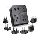 2000W Voltage Converter US to Europe, 220V to 110V Converter for Hair Dryer, 7-in-1 European Travel Plug Adapter with 3AC/2USB-A/2USB-C (PD20W), Travel Essentials (Black)