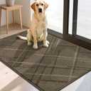 COSY HOMEER Front Door Mat Low Profile Non-Slip Doormat for Entryway, Absorbent Dirt Trapper Washable Entrance Mat, Sturdy Polyester Doormats (48"x32", Brown)