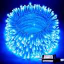 JMEXSUSS Blue Christmas String Lights Indoor Outdoor, 66ft 200 LED Blue String Lights Clear Wire Plug in, 8 Modes Waterproof Christmas Lights for Halloween Tree Party Bedroom Wall Christmas Decoration