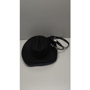 Western Cowboy Hat for Men Women, Premium Black Wool Hat, Wide Brim Classic Fedora Beach Hat, Cowgirl Hat with Two Decorative Buckle Belt