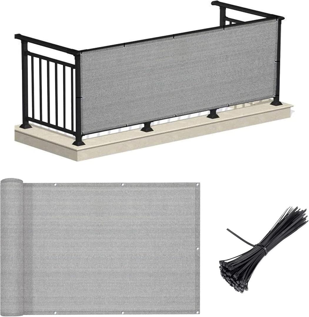 LOVE STORY Balcony Privacy Screen, 3.3'x19.5' Deck Shield Screen Fence Cover, UV Protection and Weather-Resistant,3FT Height for Deck, Patio, Backyard, Outdoor Pool, Porch, Railing (Beige Anthracite)