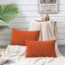GAWAMAY Lumbar Pillow Decorative Rectangle Throw Pillow Covers 12"x20" Inch Set of 2, Super Soft Chenille Pillowcase for Living Room Bedroom Sofa Couch Cushion Cover Burnt Orange 30x50cm (ONLY COVERS)