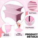 Trlyc 2 Pack 6FT Spandex Table Cloth - 72 x 30 Inch Rectangular Stretch Tablecloth, Wrinkle Resistant Scretch Table Cover for Wedding, Party, Banquet, Picnic, Outdoor Decoration (2Pcs,Pink)