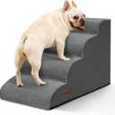Dog Stairs Ramp for Bed and Couch,4 Step Dog Steps for Small Dogs,Pet Stairs with Non-Slip Bottom for Old Cats,Indoor Pet Steps,Comfort,Durable,17.4" H,Grey