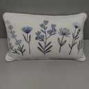 Mud Pie Lumbar Crewel Floral Pillow (11" x 18")