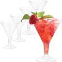 6oz Clear Plastic Martini Glasses,25 Pack Disposable Cocktail Glasses, Reusable Dessert Cups Clear Stemmed Shot Glasses for Party Wine, Champagne, Margarita and Appetizers