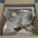 Gold Dessert Table Display Set, Metal Round Cake Pedestal Stands, Cupcake Fruit Candy Donut Risers Stands with Tong, Cake Knife and Server Set for Wedding, Birthday,Baby Shower, Party (7 Pack)