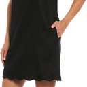 London Times Women's Women's Sleeveless Shift Dress with Scalloped Neckline - Knee Length with Pockets - Wedding Guest Essential (M)