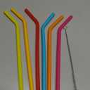 Joie Silicone Straws with Cleaning Brush, Set of 6, Rainbow Color Assortment