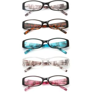 eyeezi 5 Pack Blue Light Blocking Reading Glasses for Women Men, Retro Stylish Spring Hinge UV400 Computer Rectangle Readers +2.5 (5 Pack Black)