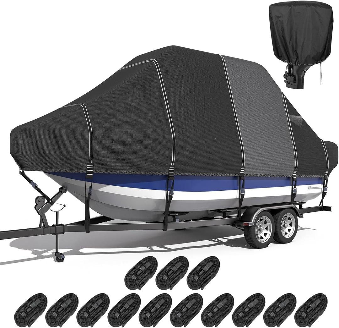 5-Ply 1600D+1200D T-Top/Hard Top Boat Cover, 19'-21'