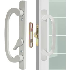 ACEPLANET Offset Position Non-Keyed Sliding Patio Door Handleset with Mortise Lock, 45 Keyway, 3-15/16" H.C., Fits 1-3/8" to 2-1/4" Thick Doors, No-Handed, White Diecast