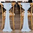 MDS Pack of 10 Chiffon Chair Sashes Bows for Wedding Events Supplies, Decorations for Birthday Parties, Graduations, Engagements, Chair Sashes fits Banquet Chair Cover Tie Back Band - Baby Blue