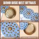 Western Leather Belts for Women Boho Waist Belt Cowgirl Disc Belts for Dress (Blue)
