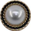 20 pcs Sun Swirl Faux Pearl Black Enamel Metal Shank Sewing Coat Buttons -25mm -1"