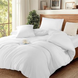 DEITAS Luxury 1200 Thread Count 100% Cotton Sheets Queen 3 PC Set - Sateen Weave Ultra Soft & Silky, Easy Care 3 Piece Set with Pillowcases(White)