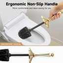 Brushed Gold Toilet Brush and HolderExtra Long Handled Toilet Brush for BathroomStainless Steel Heavy Duty Toilet Bowl Brush,Deep Cleaning Modern Toilet Cleaner Brush -Space Saving, Covered Brush