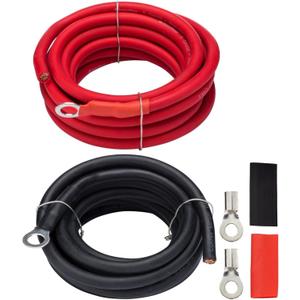 InstallGear AWG 5 Gauge 10ft Battery Power Inverter Cables - 2ct Red/Black Battery Cable for Solar, Auto, RV and Marine, Lawn Mower - 99.9% Deoxigenized Copper, Set - Cable Wire