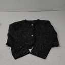 2025 Women's Spring Tweed Blazer Fashion Warm Fully-Lined Elegant Trendy Casual Double-Breasted Jacket with Pockets (Black) M
